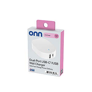 onn 32W Dual USB-C & USB-A Port Wall Charger (White) $5 + Free Shipping w/ Walmart+ or on $35+