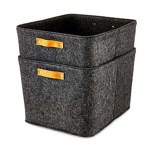 2-Pack Mainstays 15" x 11" x 7.87" Felt Storage Basket (Dark Gray) $4.79 + Free Shipping w/ Walmart+ or on $35+
