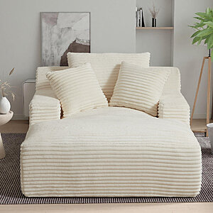 50" Latitude Run Corduroy Indoor Chaise Lounge Sleeper Sofa Chair (White/Beige) $248 + Free S&H