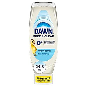 24.3-Ounce Dawn Free & Clear EZ-Squeeze Unscented Dish Soap $3.74 w/ S&S + Free Shipping w/ Prime or on $35+