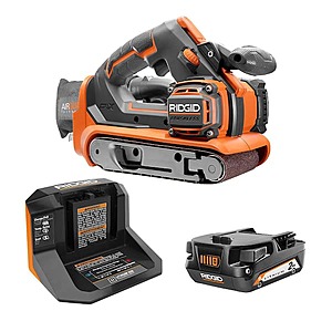RIDGID 18V Brushless Cordless 3" x 18" Belt Sander Kit w/ 2.0Ah Battery & Charger $121.00 + Free Store Pickup at Home Depot