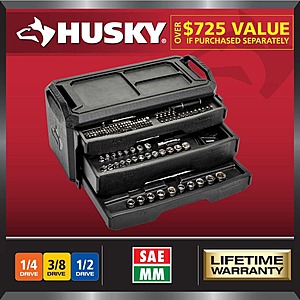 280-Pc Husky SAE/Metric Mechanics Tool Set w/ Durable Storage Box $99 + Free S&H