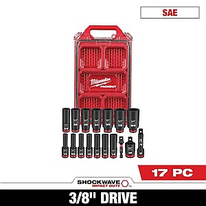 17-Piece Milwaukee SHOCKWAVE 3/8" Drive SAE Deep Well Impact Socket Set $68.22 + Free Shipping