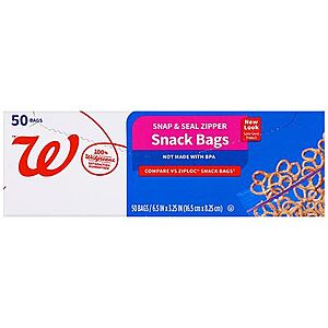 Walgreens Food Storage Bags (various sizes): Freezer, Storage, Snack Bags $0.90 & More + Free Pickup on