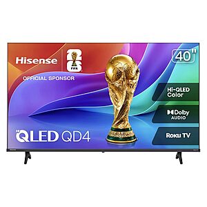 40" Hisense QD4SR Series Hi-QLED FHD Smart Roku TV (2026) $148 + Free S&H