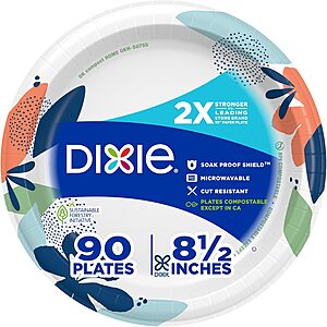 90-Count 8.5" Dixie Disposable Paper Plates $5.10 w/ S&S + Free Shipping w/ Prime or on $35+