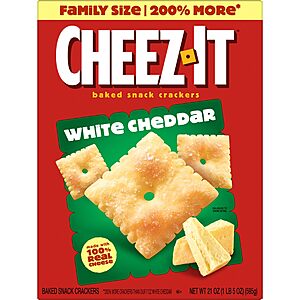 21-Oz Family Size Cheez-It Cheese Crackers (White Cheddar) 2 for $7.75 w/ S&S