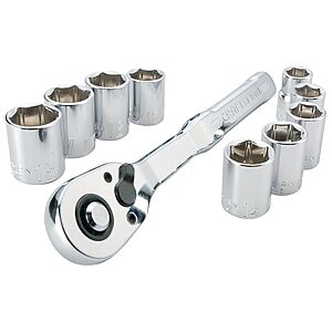 10-Pc. Craftsman 3/8" Drive Polished Chrome Mechanics Tool Set (Metric) $15 
