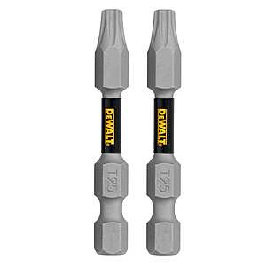 DEWALT Tough Grip 2-Pack 2" T25 Torx Screwdriver Bits $2.48 & More + Free Store Pickup at Lowe's or Free Shipping on $35+