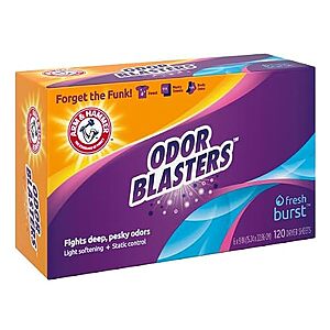 120-Count ARM & HAMMER Odor Blaster Dryer Sheets (Fresh Burst) $3.05 w/ S&S + Free Shipping w/ Prime or on $35+
