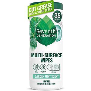 35-Count Seventh Generation Multi-Surface Cleaning Wipes (Garden Mint) $3.03 w/ S&S + Free Shipping w/ Prime or on $35+