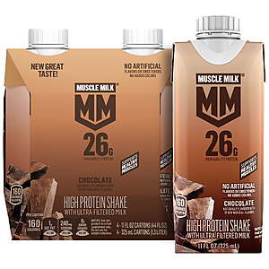 4-Pack 11-Oz Muscle Milk 26g Protein Shake (Various Flavors) + $3 Walmart Cash $7.98  w/ Free Shipping w/ Walmart+ or on $35+