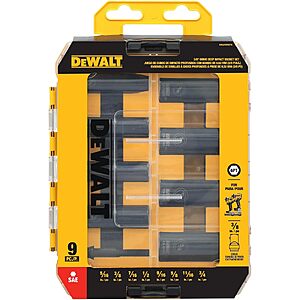 Bomgaars: 9-Pc DeWALT 3/8" Drive 6-Point Standard SAE Deep Impact Socket Set $20 or Less + Free Pickup