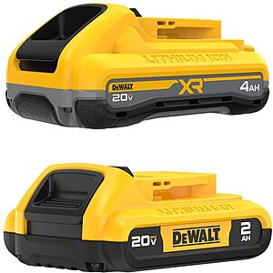 DEWALT 2-Pack Battery Kit (POWERPACK 4Ah, 2Ah) $90 or less at Bomgaars w/ Free Store Pickup