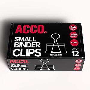 12-Pk ACCO Binder Clips (Small) $0.30 + Free Pickup