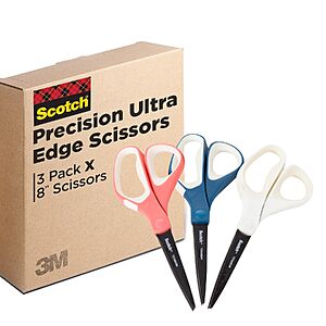 3-Pack Scotch 8" Precision Ultra Edge Non-Stick Scissors $8.39 + Free Shipping w/ Prime or on $35+