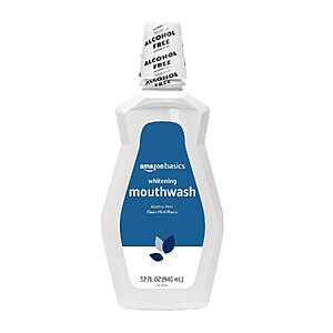 [Prime] 32-Oz Amazon Basics Alcohol-Free Whitening Mouthwash (Clean Mint) $3.70 w/ S&S + Free Shipping