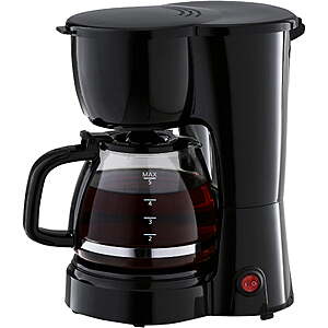 Mainstays 5-Cup Drip Coffee Maker (Black) $8.97 + Free Shipping w/ Walmart+ or $35+