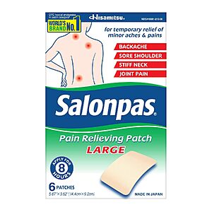 Select Accounts: 6-Ct Salonpas Pain Relieving Patches (Large) $3.60 w/ S&S
