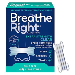 44-Ct Breathe Right Extra Strength Nasal Strips (Clear) $9.50 w/ S&S