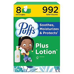Select Accounts: 8-Pk 124-Ct Puffs Plus Lotion Facial Tissues $9.60 w/ S&S