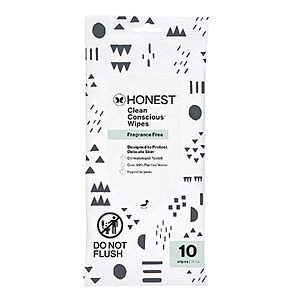 Select Accts: 10-Ct The Honest Company Multi-Use Baby Wipes (Pattern Play) $0.90 w/ S&S