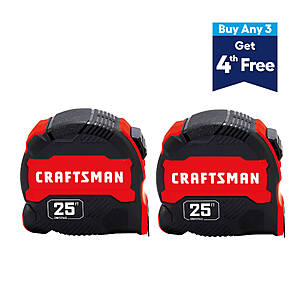 2-Pack Craftsman 25' Compact Easy Grip Tape Measure (CMHT95625S) $16.98 + Free Store Pickup at Lowe's or Free Shipping on $35+