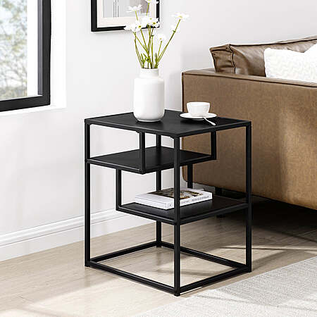 Walker Edison Maya 16" Contemporary Metal and Wood Side Table (Black or Oak/White) $20 + Free Shipping