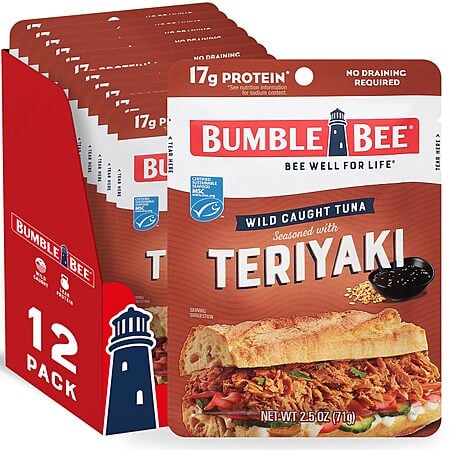 *BACK* 12-Pack 2.5-Oz Bumble Bee Wild-Caught Tuna Pouches (Teriyaki) $8.87 w/ S&S + Free Shipping w/ Prime or $35+