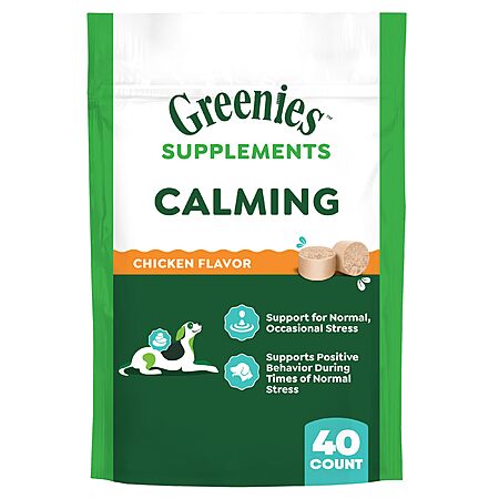 40-Count Greenies Supplements Calming Chews for Dogs (Chicken Flavor) $6.39 w/ S&S + Free Shipping w/ Prime or on $35+