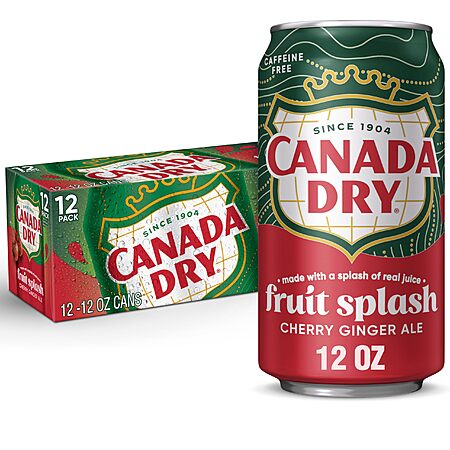 12-Pack 12-Oz Canada Dry Cherry Gingerale Fruit Splash: 3 for $13.84 w/ S&S + Free Shipping w/ Prime or on $35+