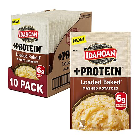 10-Pack 4.6-Oz Idahoan Loaded Baked +Protein Mashed Potatoes $12.61 + Free Shipping w/ Prime or on $35+