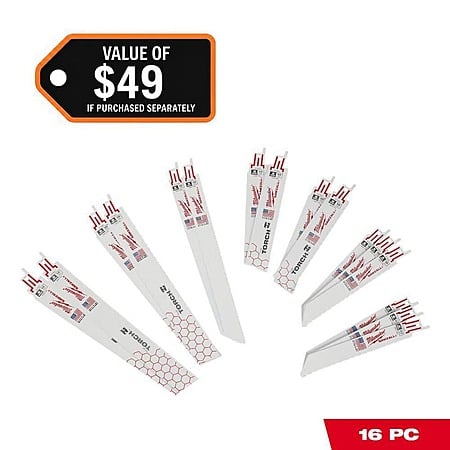 17-Piece SAWZALL Metal Cutting Bi-Metal Reciprocating Blade Set w/  9" 8 TPI NITRUS TORCH Blade $15.15 + Free Shipping