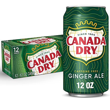 12-Pk 12-Oz Canada Dry Ginger Ale or Zero Sugar Ginger Ale Soda Beverage