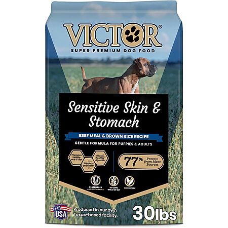 30-Pound VICTOR Sensitive Skin & Stomach Beef Meal & Brown Rice Dry Dog Food (Beef) $31.19 w/ S&S + Free Shipping w/ Prime or on $35+