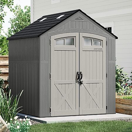 CRAFTSMAN 7' x 7' Double-Door Gray Gable Roof Plastic Resin Storage Shed $599 + Free Shipping