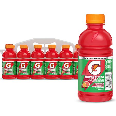 12-Pack 12-Oz Gatorade Lower Sugar Electrolyte Sports Drink (Fruit Punch) $6.12 w/ S&S + Free Shipping w/ Prime or on $35+