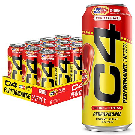 12-Pack 16-Fl Oz C4 Performance Energy Drink (Cherry Popsicle) $14.59 w/ S&S + Free Shipping w/ Prime or on $35+
