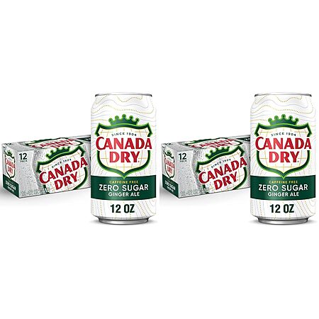2-Pack 12-Count 12 fl oz Canada Dry Zero Sugar Ginger Ale Cans $9.50 w/ S&S + Free Shipping w/ Prime or on $35+