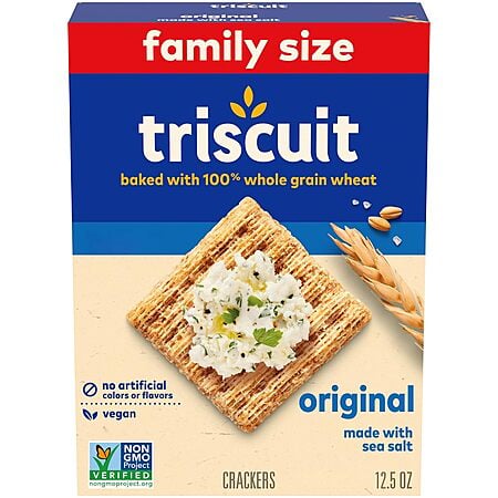 12.5-Oz Family Size Triscuit Wheat Crackers (Original or Pepper & Olive Oil) $2.18 w/ S&S + Free S&H w/ Prime or $35+