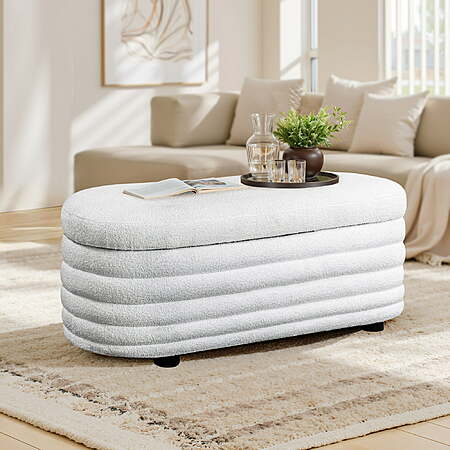 Studio Living Livingston Modern Storage Ottoman (White Boucle) $138 + Free Shipping