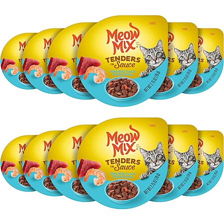 12-Pack 2.75-Ounce Meow Mix Tenders in Sauce Wet Cat Food (Tuna & Shrimp) $3.94 w/ S&S + Free Shipping w/ Prime or on $35+