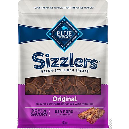 28-Ounce Blue Buffalo Sizzlers Bacon-Style Dog Treats w/ Real USA Pork $8.93 w/ S&S + Free Shipping w/ Prime or on $35+