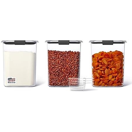 3-Pack 16-Cup Rubbermaid Brilliance Airtight Food Storage Containers w/ Lids & Scoops
