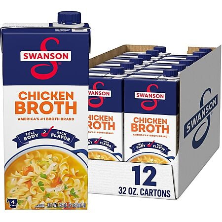 12-Pack 32-Oz Swanson Chicken Broth Cartons $18.96 w/ S&S + Free Shipping w/ Prime or on $35+