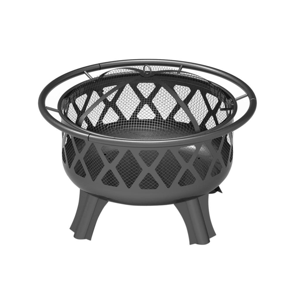 Hampton Bay 30 in. Round Steel Patio Backyard Wood Burning ...