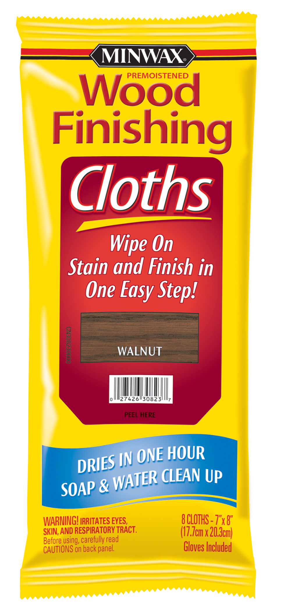8 Count Minwax Wipe On Stain Wood Finishing Cloths Walnut