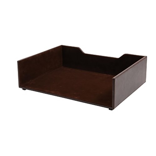 Stackable Faux Leather Letter Tray Brown