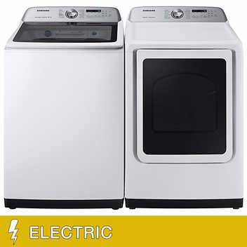 Costco - Samsung Washer and Dryer  - 5.0CuFt Top Load Washer with Super Speed and 7.4CuFt ELECTRIC Dryer with Steam Sanitize+. Includes Haul away and Install.