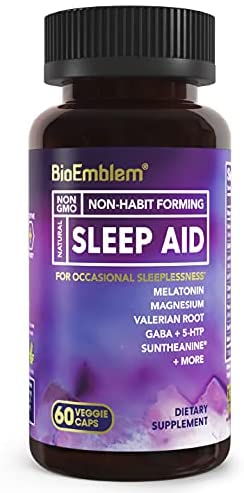 BioEmblem Natural Sleep Aid for Adults with Melatonin, Valerian Root, Suntheanine & More $13.99